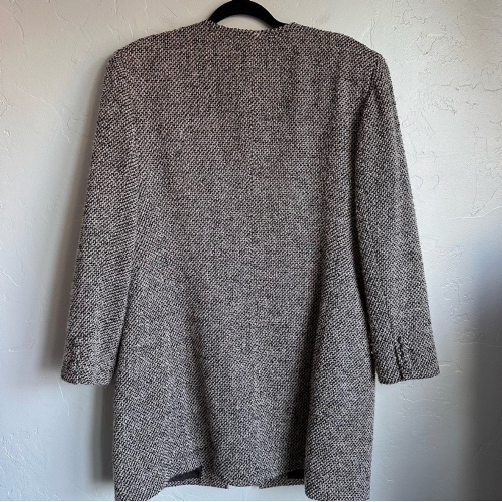 Vintage Wool Blend Liz Claiborne Black & White Tweed Bouclé Coat Size 10 - Picture 3 of 8